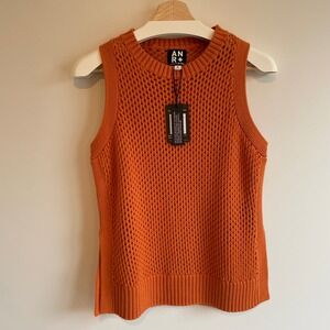 Alp N Rock Papaya Orange Knit Tank Top Sleeveless Organic Cotton Size S Nwt
